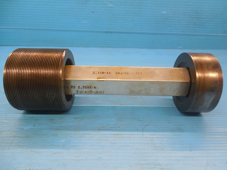 2 3/4 16 UNJ 3A SET THREAD PLUG GAGE 2.75 GO ONLY P.D. = 2.7094 QUALITY UNJ-3A