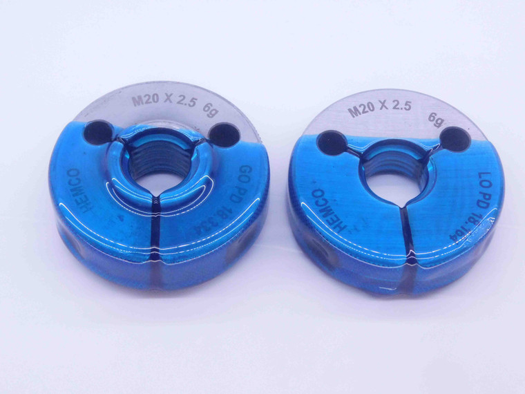 M20 X 2.5 6g METRIC THREAD RING GAGES 20 GO NO GO P.D.'S = 18.334 & 18.164 CHECK - NG0837BU