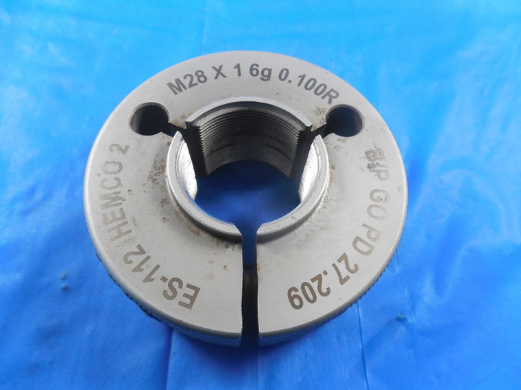 M28 X 1.0 6g BEFORE PLATE METRIC THREAD RING GAGE 28.0 GO ONLY P.D. = 27.209