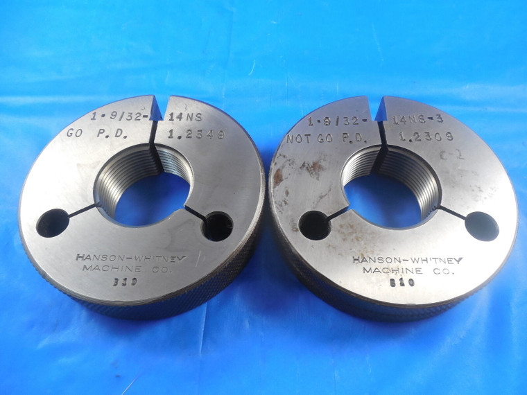 1 9/32 14 NS 3 THREAD RING GAGES 1.28125 GO NO GO P.D.'S = 1.2349 & 1.2309 NS-3