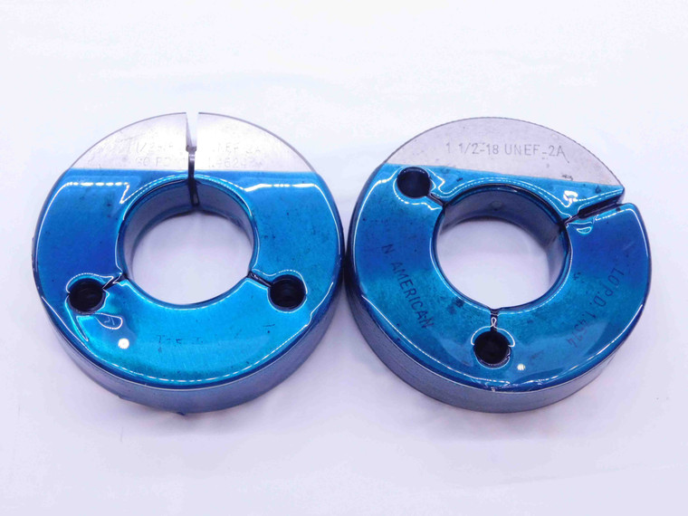 1 1/2 18 UNEF 2A THREAD RING GAGES 1.5 1.50 GO NO GO P.D.'S = 1.4624 & 1.4574 - NG0919BU