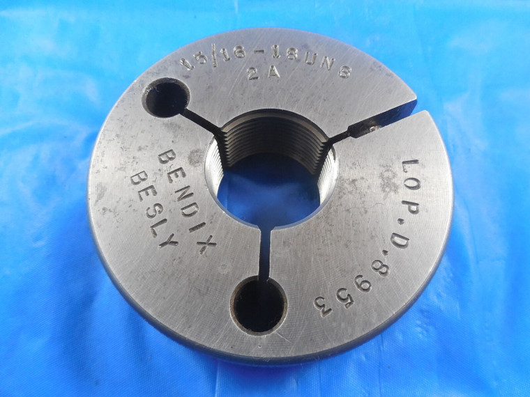 15/16 18 UNS 2A THREAD RING GAGE .9375 NO GO ONLY P.D. = .8953 INSPECTION UNS-2A