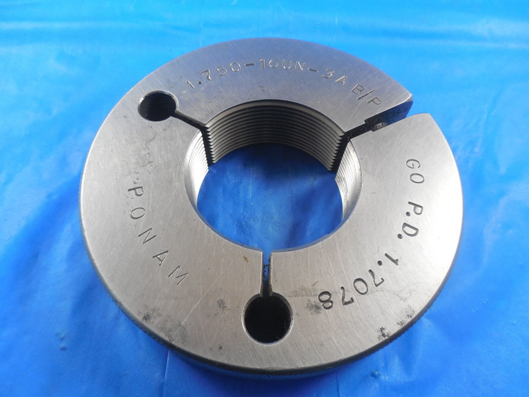 1 3/4 16 UN 3A BEFORE PLATE THREAD RING GAGE 1.75 GO ONLY P.D. = 1.7078 TOOL BP