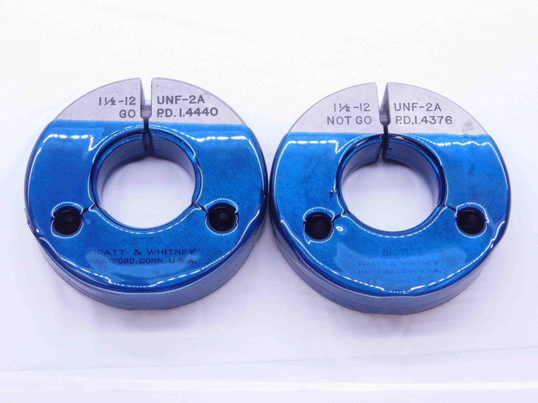 1 1/2 12 UNF 2A THREAD RING GAGES 1.5 1.50 GO NO GO P.D.'S = 1.4440 & 1.4376 - 112122AR2