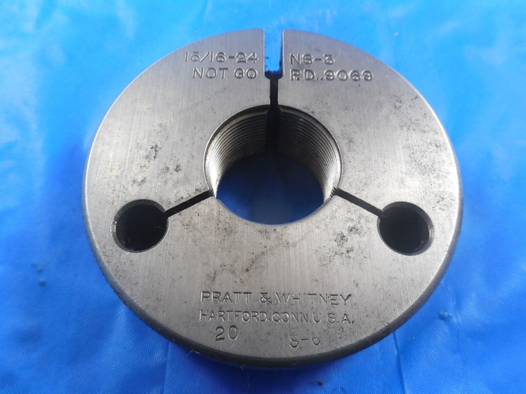 15/16 24 NS 3 THREAD RING GAGE .9375 NO GO ONLY P.D. = .9069 INSPECTION 15/16-24