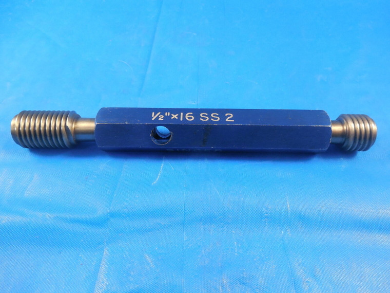 1/2 16 SS 2 THREAD PLUG GAGE .50 GO NO GO P.D.'S= .4555 & .4597 INSPECTION TOOLS