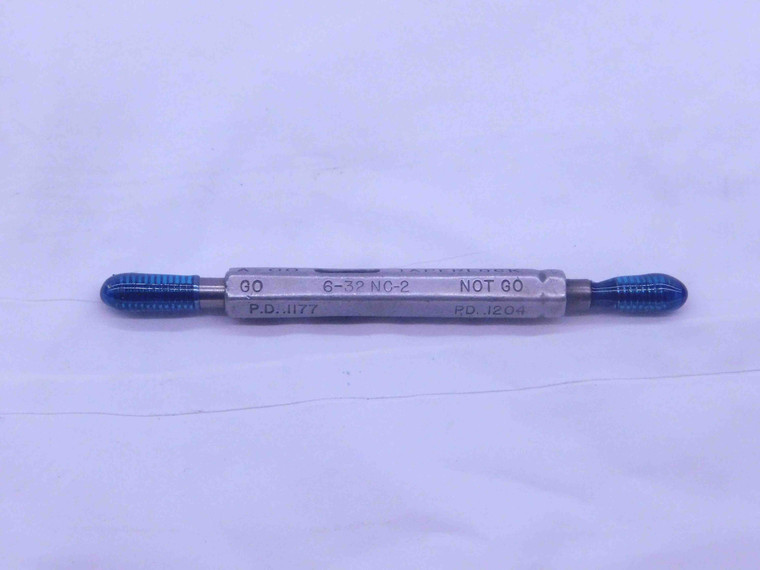 6 32 NC 2 THREAD PLUG GAGE #6 .138 .1380 GO NO GO P.D.'S = .1177 & .1204 UNC-2 - CH2067BURL