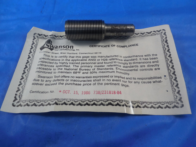 11/16 20 NS 2 CERTIFIED THREAD PLUG GAGE .6875 GO ONLY P.D. = .6550 INSPECTION