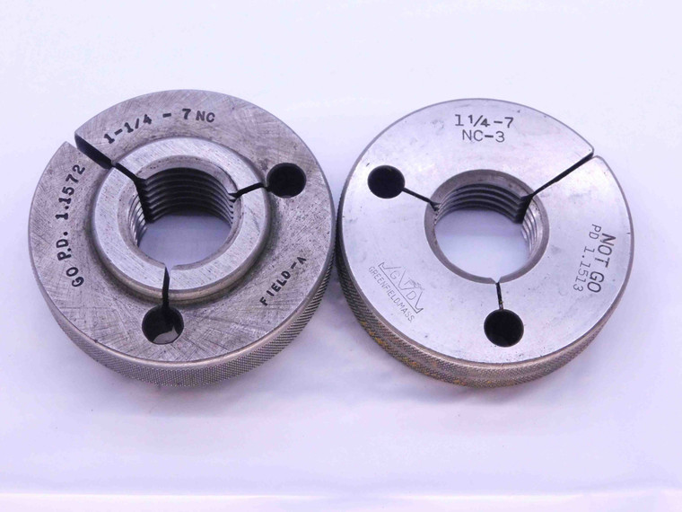 1 1/4 7 NC 3 THREAD RING GAGES 1.25 GO NO GO P.D.'S = 1.1572 & 1.1513 UNC-3 - NG1124BU