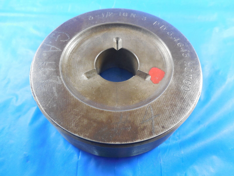 3 1/2 16 N 3 THREAD PLUG GAGE 3.50 NO GO ONLY P.D. = 3.4643 REVERSIBLE QUALITY