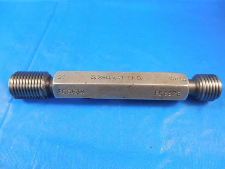 5/8 14 VAT THREAD PLUG GAGE .625 GO NO GO P.D.'S = .6536 & .6572 INSPECTION TOOL