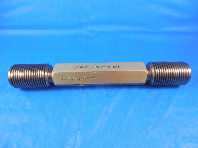 1" 12 UNJF 3A BEFORE PLATE SET THREAD PLUG GAGE 1.000 GO NO GO P.D. .9435 .9402