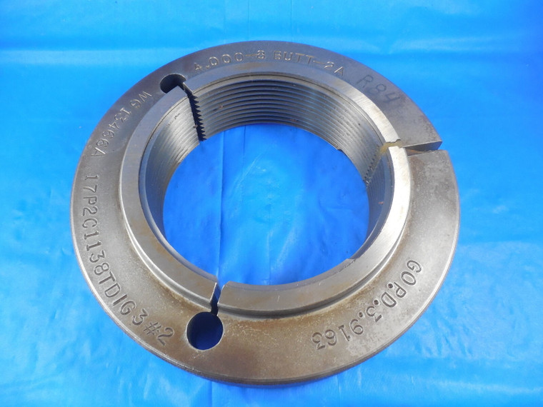 4" 8 BUTTRESS 2A BEFORE PLATE THREAD RING GAGE 4.00 GO ONLY P.D. = 3.9163 4"-8