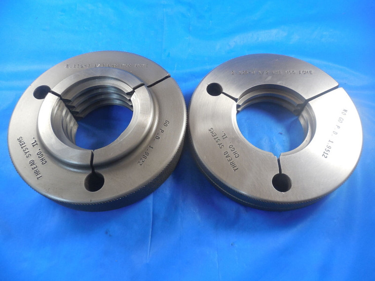 2 1/8 3 1/2 LEFT HAND MOD ACME THREAD RING GAGES 2.125 GO NO GO 1.9822 & 1.9512