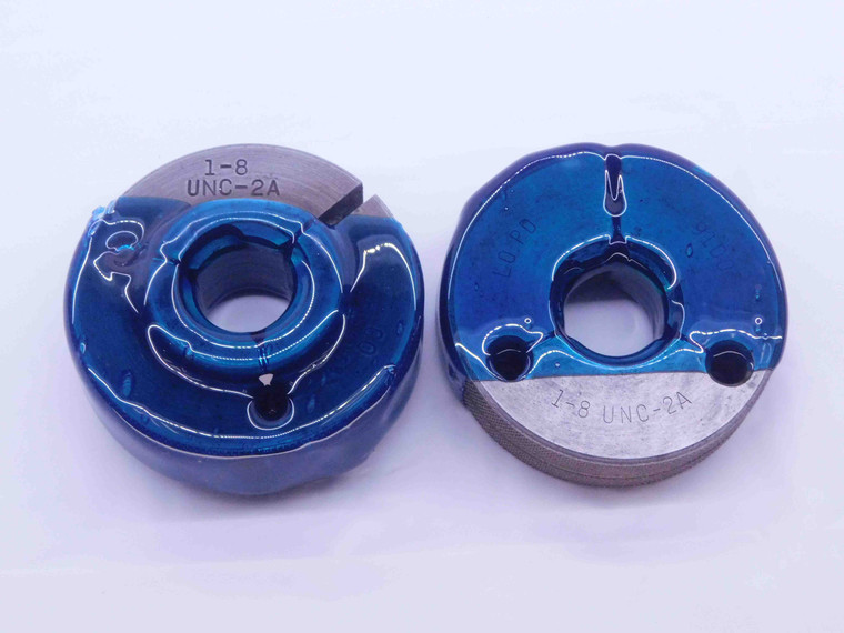 1" 8 UNC 2A THREAD RING GAGES 1.0 1.00 1.000 GO NO GO P.D.'S = .9168 & .9100 - NG1393IP
