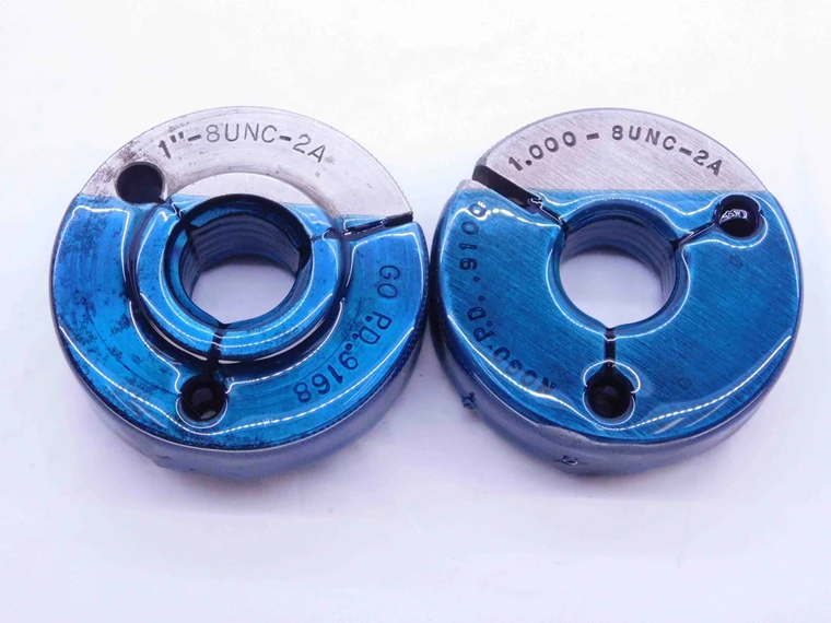 1" 8 UNC 2A THREAD RING GAGES 1.0 1.00 1.000 GO NO GO P.D.'S = .9168 & .9100 - NG1393IP