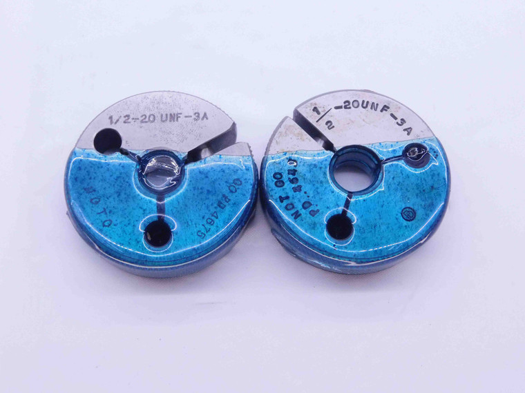 1/2 20 UNF 3A THREAD RING GAGES .5 .50 .500 GO NO GO P.D.'S = .4675 & .4643 - 12203AR2