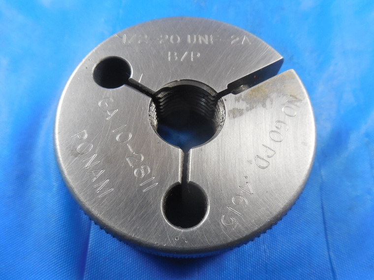 1/2 20 UNF 2A BEFORE PLATE THREAD RING GAGE .5 NO GO ONLY P.D. = .4615 TOOL B/P