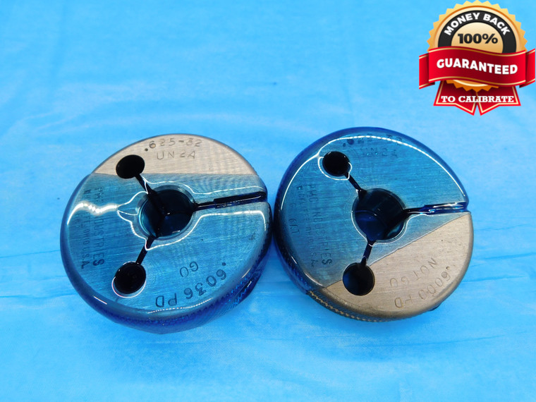 5/8 32 UN 2A THREAD RING GAGES .625 GO NO GO P.D.'S = .6036 & .6000 N-2A CHECK - CH2297BURL