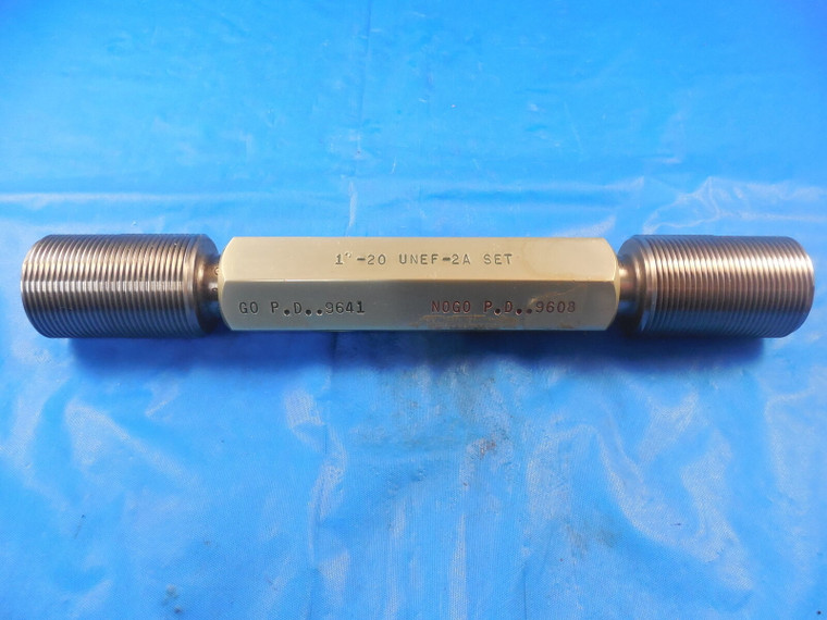 1" 20 UNEF 2A BEFORE PLATE SET THREAD PLUG GAGE 1.00 GO NO GO PDS  .9641 & .9608