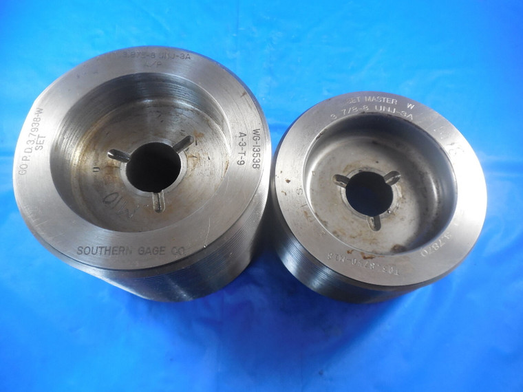 3 7/8 8 UNJ 3A SET THREAD PLUG GAGE 3.875 GO NO GO P.D.'S =  3.7938 & 3.7870