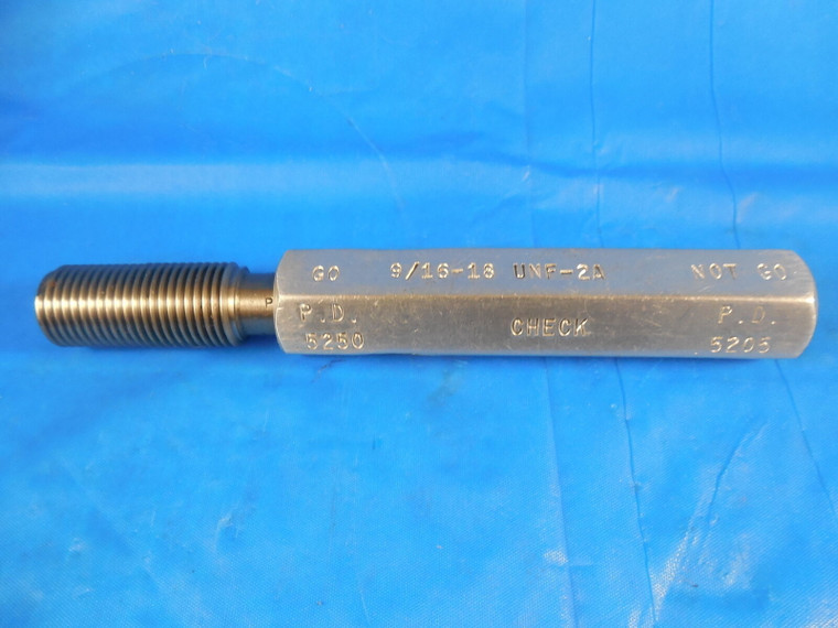 9/16 18 UNF 2A SET THREAD PLUG GAGE .5625 GO ONLY P.D. = .5250 INSPECTION TOOLS