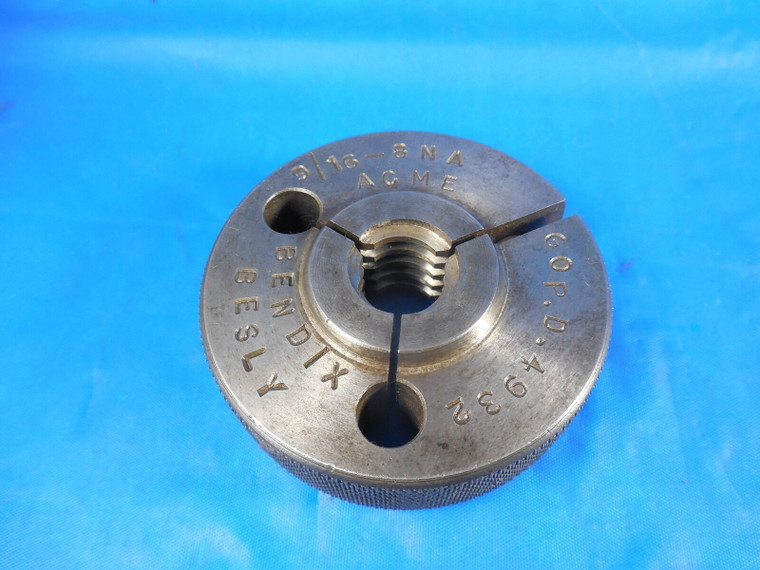 9/16 8 NA ACME THREAD RING GAGE .5625 GO ONLY P.D. = .4932 QUALITY INSPECTION