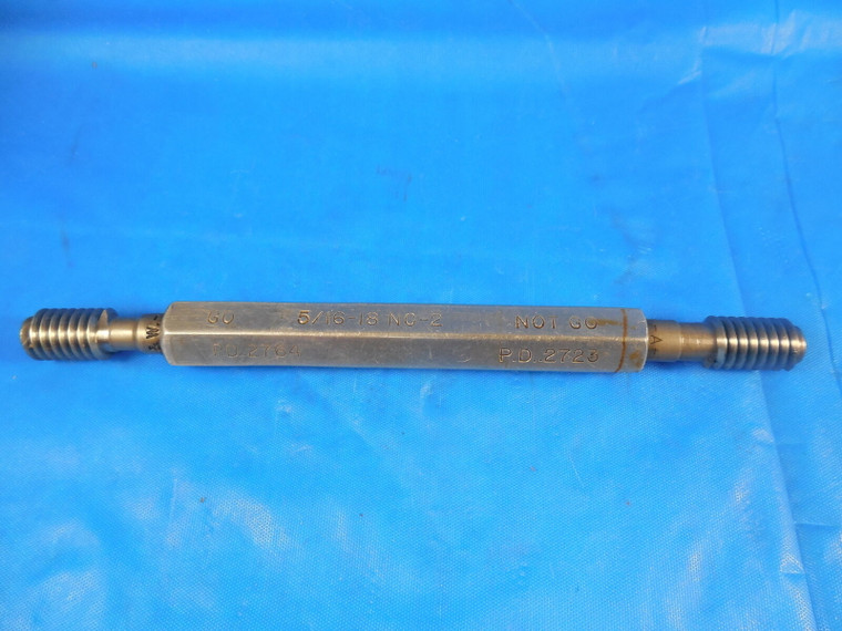 5/16 18 NC 2 SET THREAD PLUG GAGE .3125 GO NO GO P.D.'S = .2764 & .2723 QUALITY