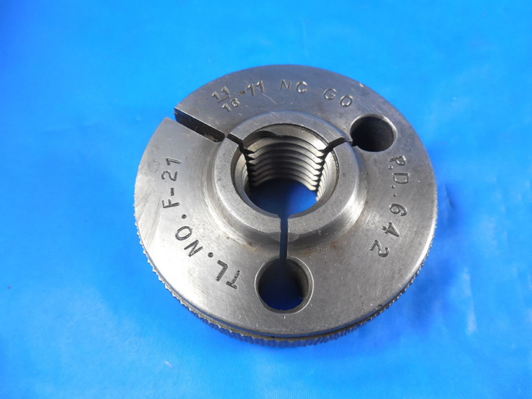 11/16 11 NC THREAD RING GAGE .6875 GO ONLY P.D. = .6420 QUALITY INSPECTION TOOL