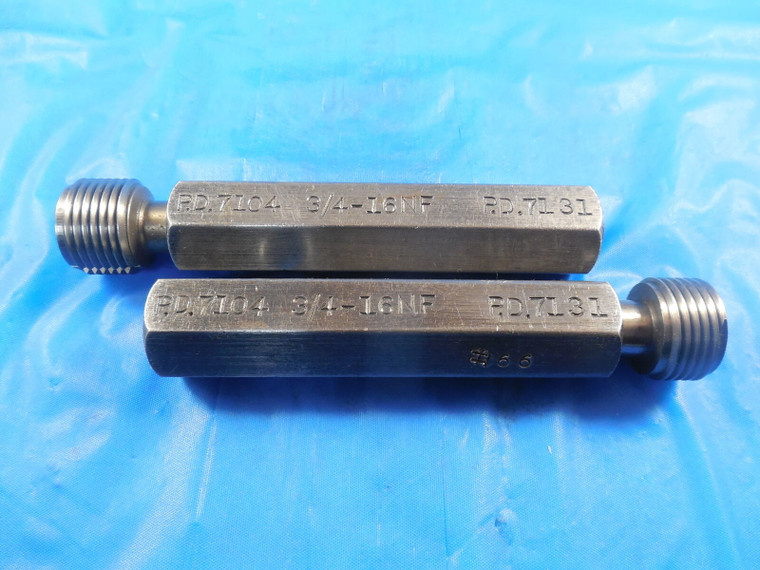 3/4 16 NF THREAD PLUG GAGE .75 GO NO GO P.D.'S = .7104 & .7131 INSPECTION TOOLS