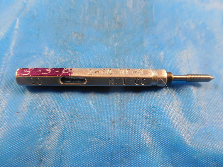 2 64 NF 3 SET THREAD PLUG GAGE #2 .086 NO GO ONLY P.D. = .0745 CHECK INSPECTION