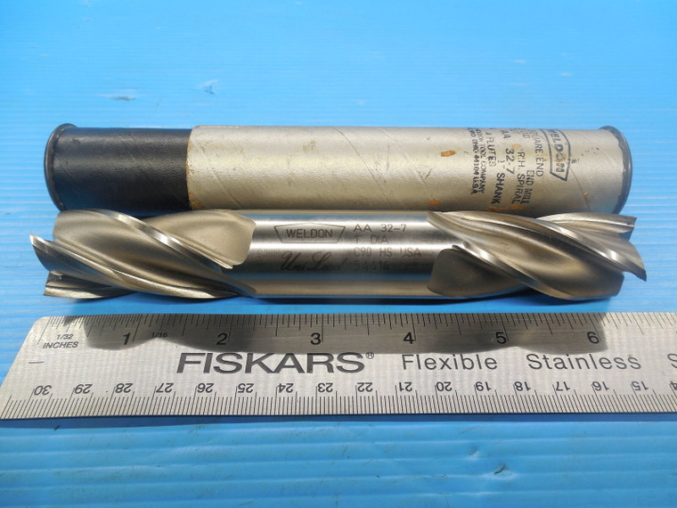 NEW WELDON 1" DIA. DOUBLE SQUARE END MILL 4 FLUTE AA 32-7 LEAD 5.4414 CNC TOOL