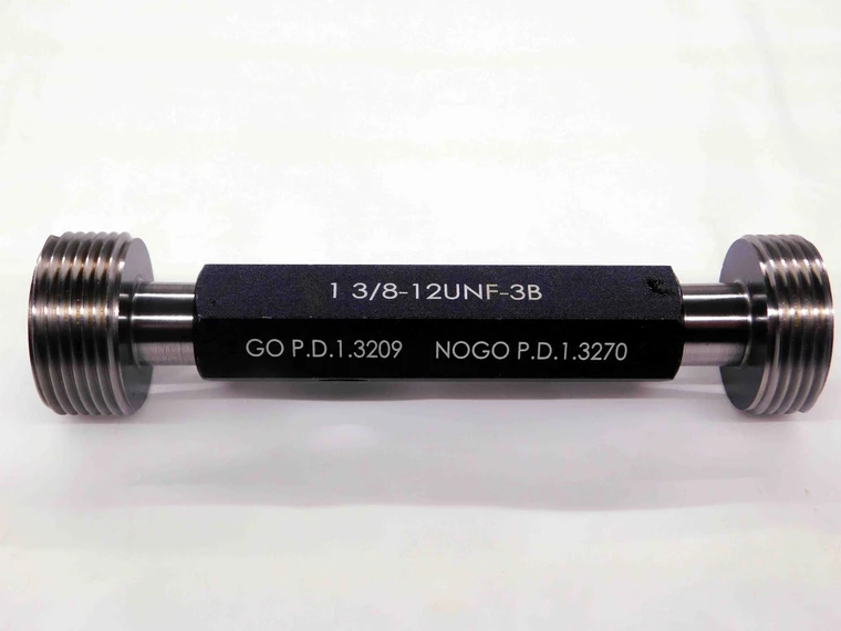 NEW 1 3/8 12 UNF 3B THREAD PLUG GAGE 1.375 GO NO GO P.D.'S = 1.3209 & 1.3270
