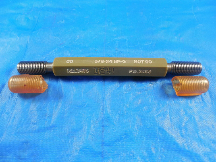 3/8 24 NF 3 SET THREAD PLUG GAGE .375 GO NO GO P.D.'S = .3479 & .3455 QUALITY