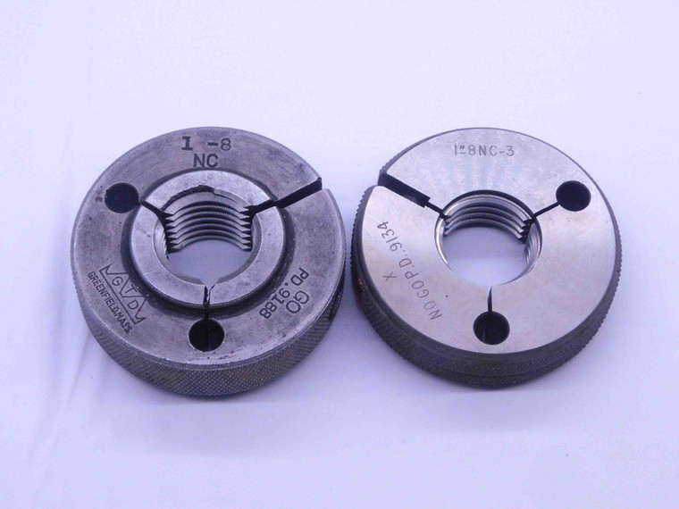 1" 8 NC 3 THREAD RING GAGES 1.0 1.00 1.000 GO NO GO P.D.'S = .9188 & .9134 UNC-3 - 183R1