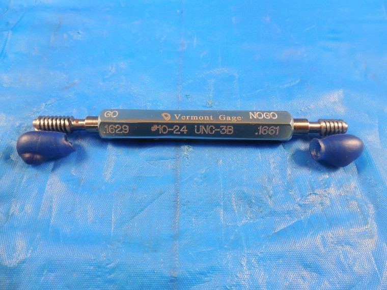 10 24 UNC 3B VERMONT THREAD PLUG GAGE #10 .190 GO NO GO P.D.'S = .1629 & .1661