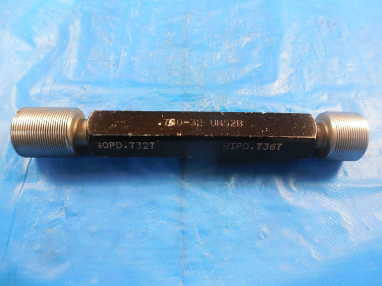 3/4 32 UNS 2B SPECIAL THREAD PLUG GAGE .750 GO NO GO P.D.'S = .7327 & .7367