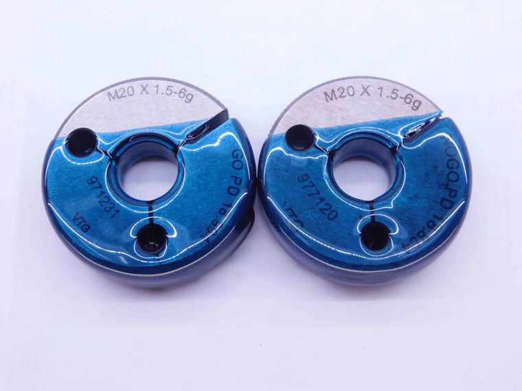 M20 X 1.5 6g VERMONT THREAD RING GAGES 20 GO NO GO P.D.'S = 18.994 & 18.854 - JA0180CC