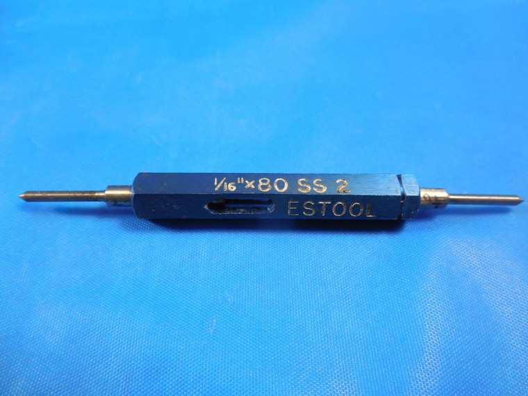1/16 80 SS 2 THREAD PLUG GAGE .0625 GO NO GO PD'S = .0547 & .0562 1/16 X 80 TOOL