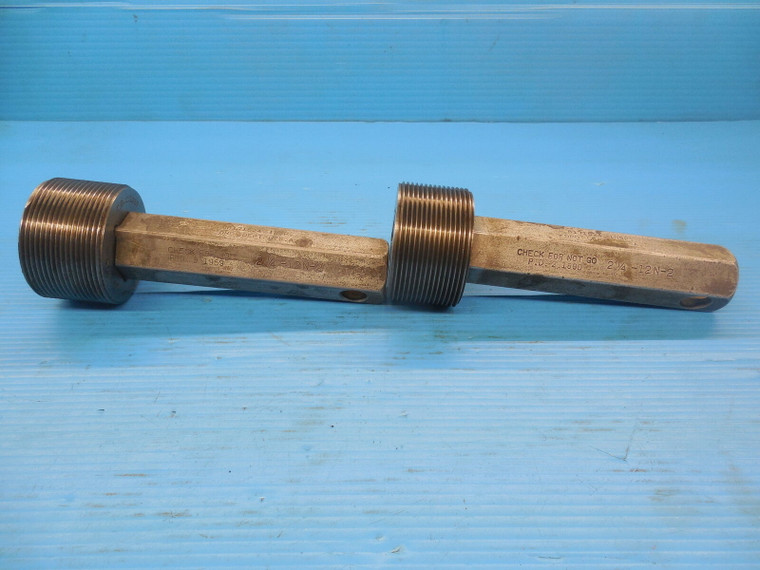 2 1/4 12 N 2 SET THREAD PLUG GAGES 2.25 GO NO GO P.D.'S = 2.1959 & 2.1890