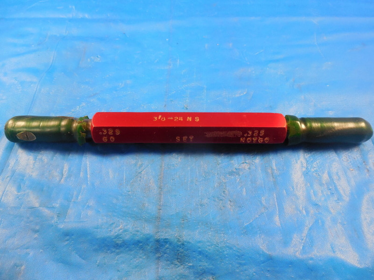 3/8 24 NS SET THREAD PLUG GAGE .375 GO NO GO P.D.'S = .3290 & .3250 INSPECTION