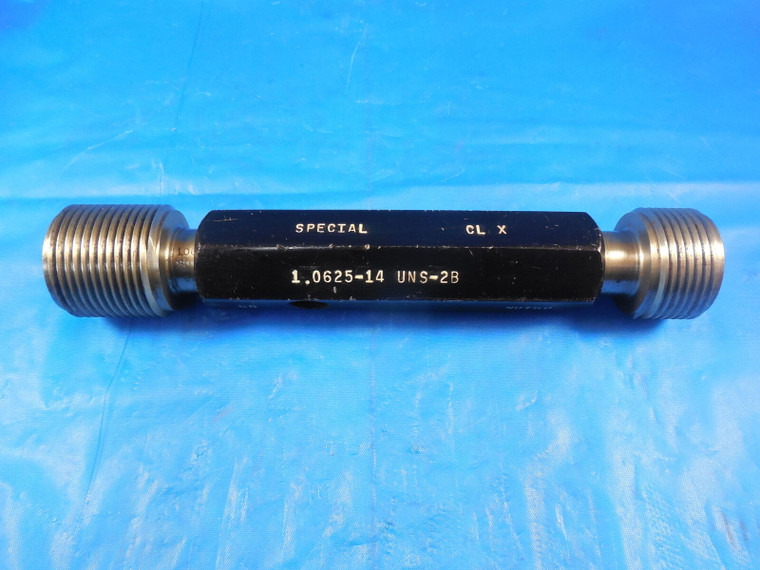 1 1/16 14 UNS 2B SPECIAL THREAD PLUG GAGE 1.0625 GO NO GO PD'S = 1.0201 & 1.0230