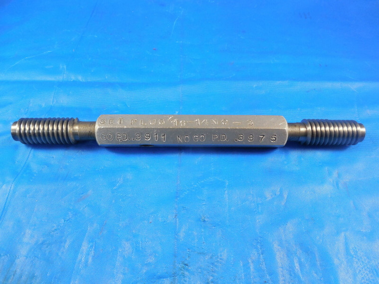 7/16 14 NC 3 SET THREAD PLUG GAGE .4375 GO NO GO P.D.'S = .3911 & .3875 QUALITY