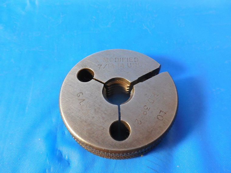 7/16 14 UNC MODIFIED THREAD RING GAGE .4375 NO GO ONLY P.D. = .3932 MOD QUALITY