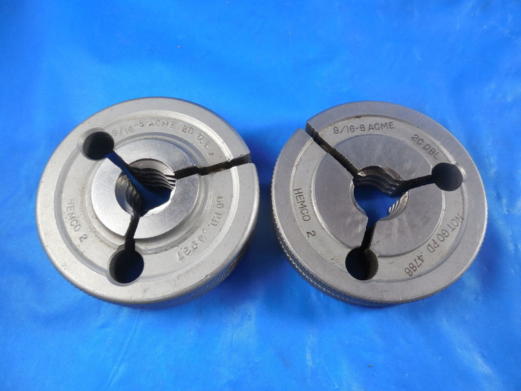 9/16 8 ACME 2C DOUBLE LEAD THREAD RING GAGES .5625 GO NO GO PDS = .4987 & .4786