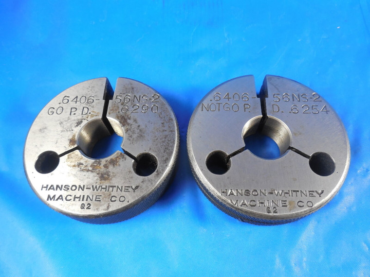 .6406 56 NS 2 THREAD RING GAGES GO NO GO P.D.'S = .6290 & .6254 INSPECTION TOOL