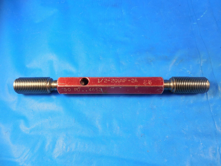 1/2 20 UNF 2A BEFORE PLATE SET THREAD PLUG GAGE .5 GO NO GO PD'S = .4652 & .4609