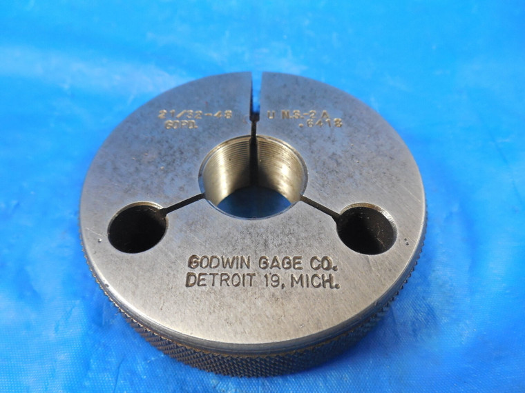21/32 48 UNS 2A THREAD RING GAGE .656 GO ONLY P.D. = .6418 QUALITY INSPECTION