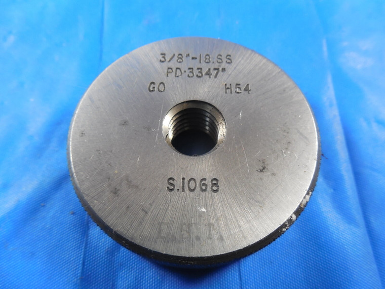 3/8 18 SS THREAD RING GAGE .375 GO ONLY P.D. = .3347 QUALITY INSPECTION TOOLS