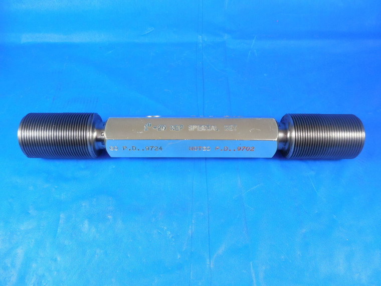 1" 20 NEF SPECIAL SET THREAD PLUG GAGE 1.0 GO NO GO P.D.'S = .9724 & .9702 TOOLS